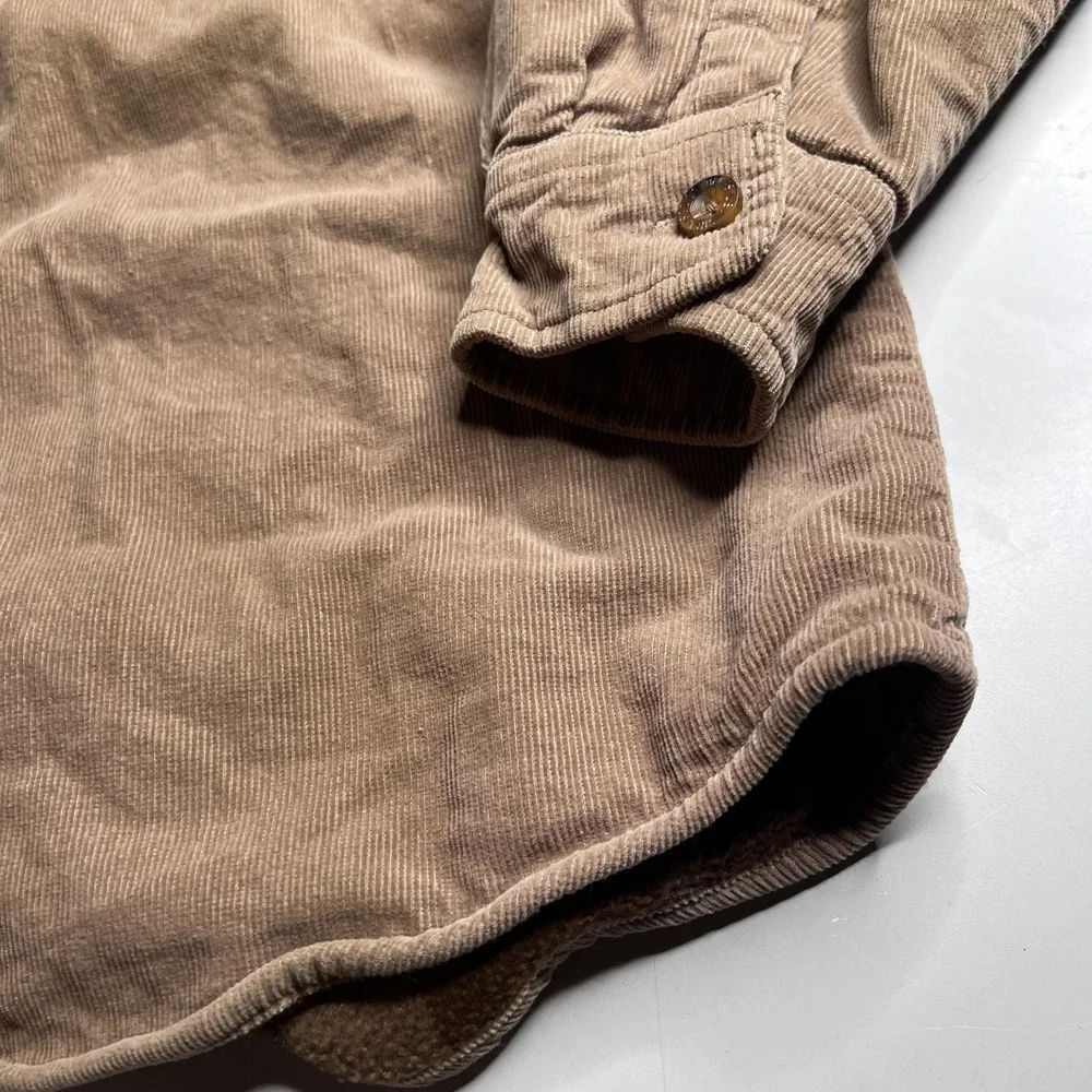 Levi's Shirt Jacket Mens XL Beige Corduroy Fleece Lined Button Up Workwear - Picture 2 of 8